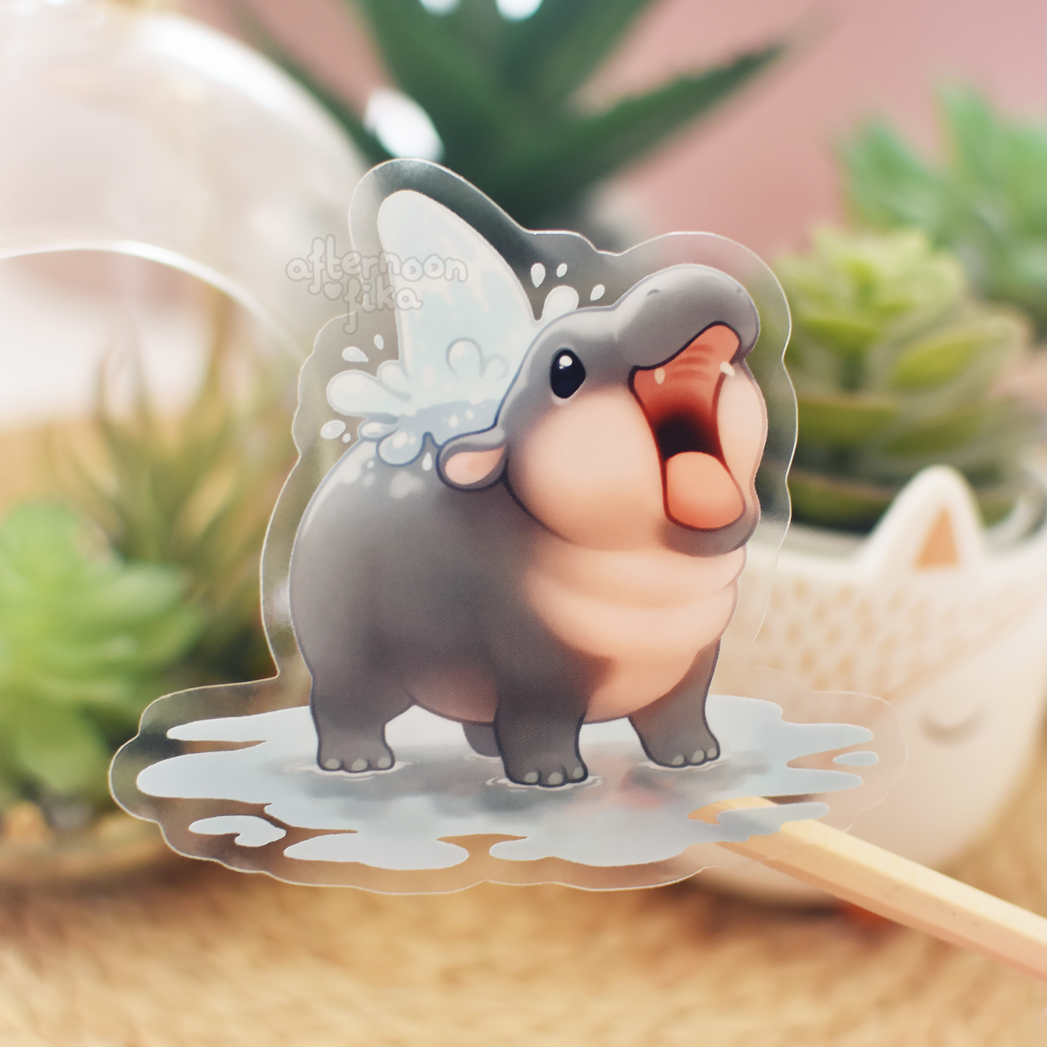 Baby Hippo Clear Sticker