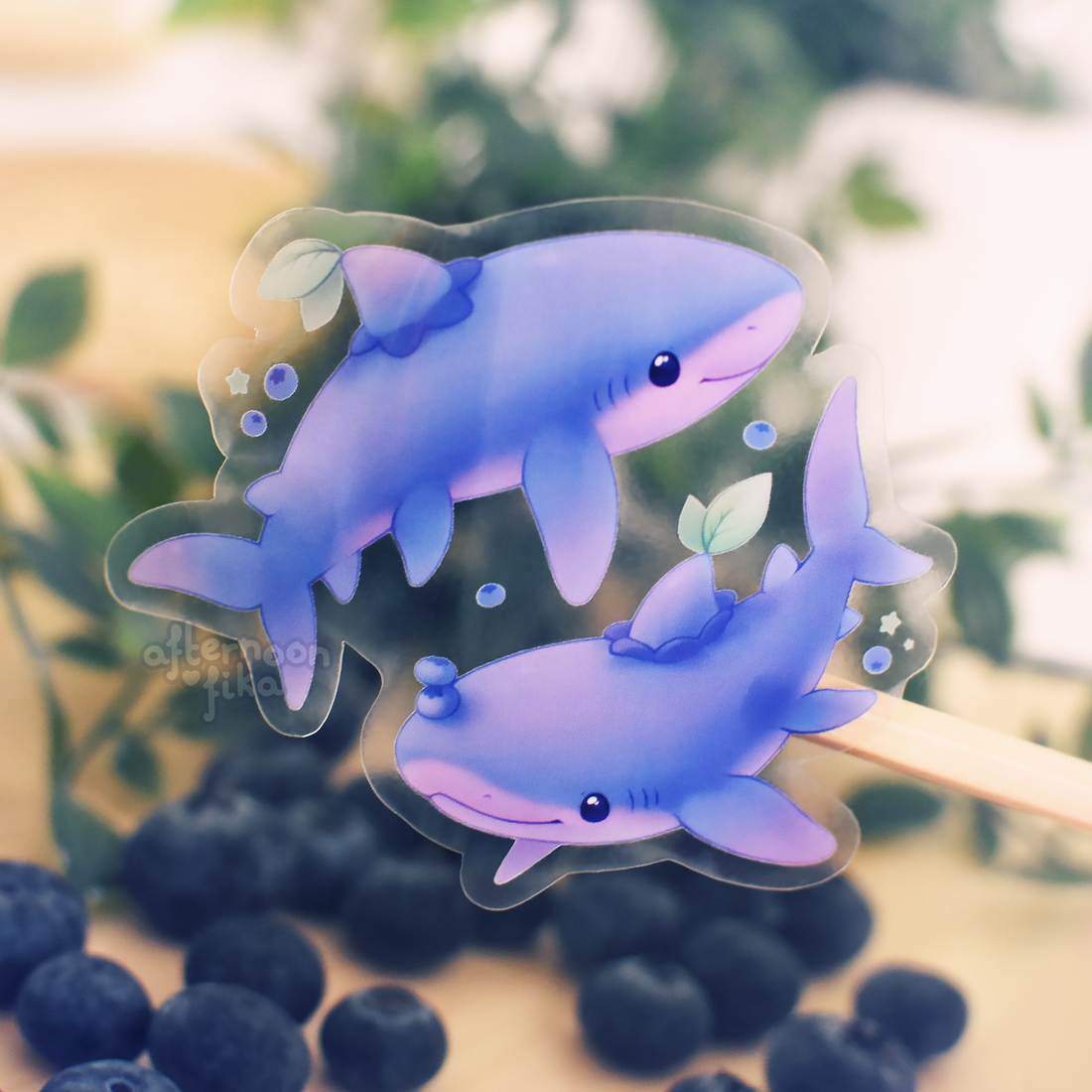 Blueberry Sharks Clear Sticker