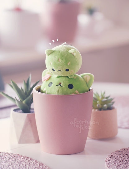 Baby Cactus Cat Plush Keychain