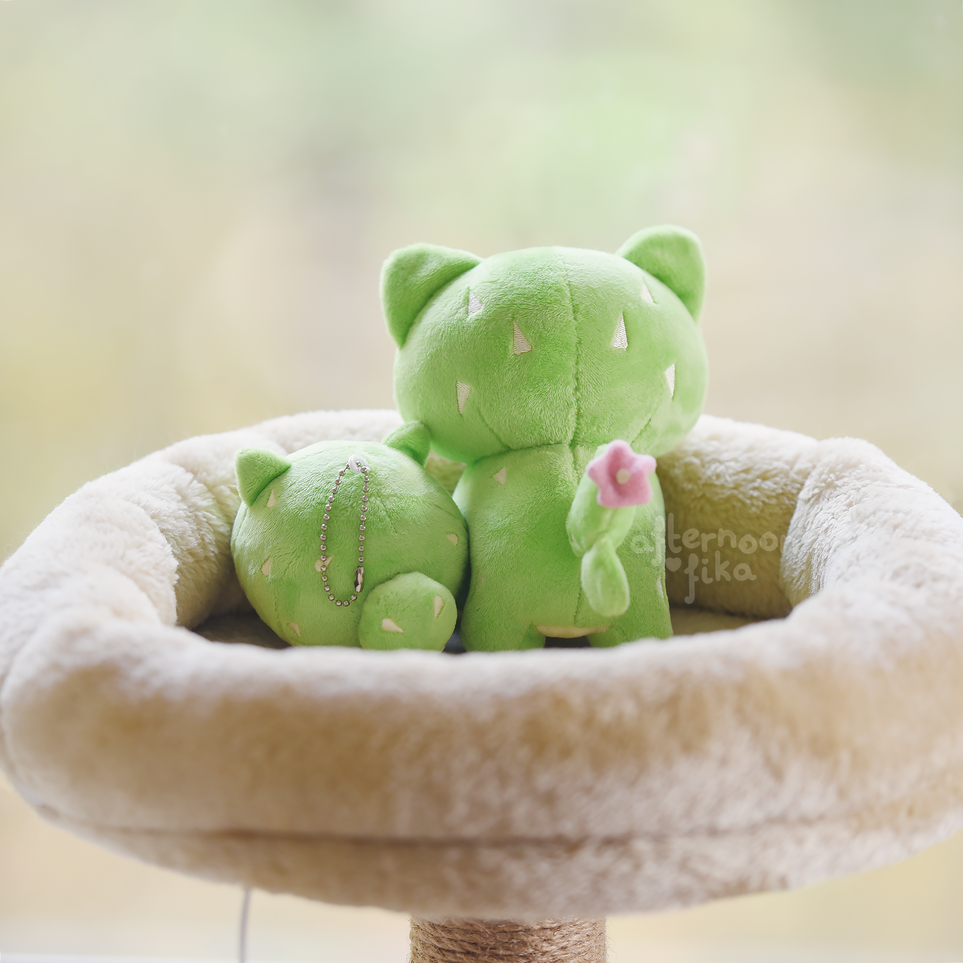 Baby Cactus Cat Plush Keychain