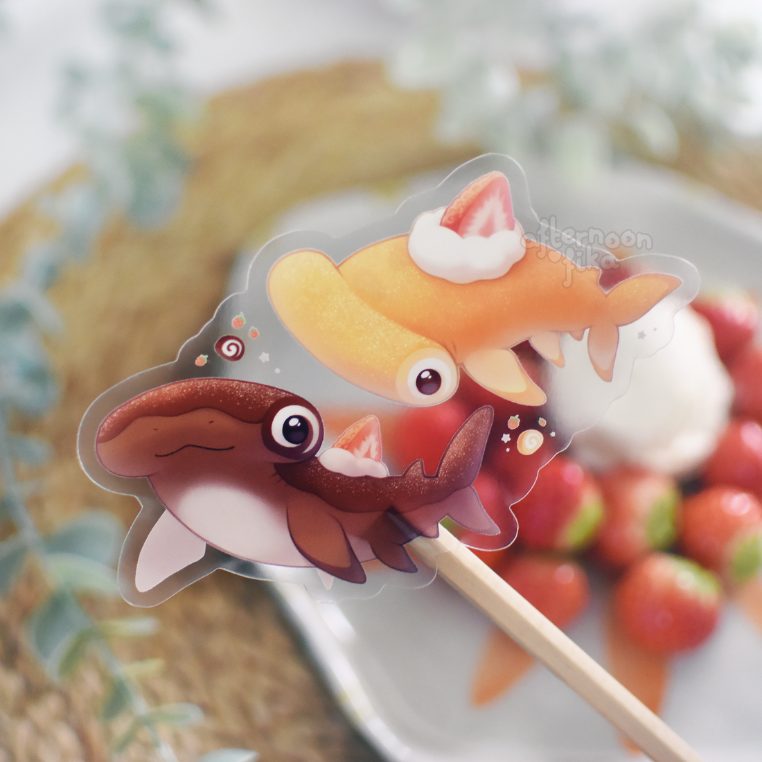 Roll Cake Sharks Clear Sticker