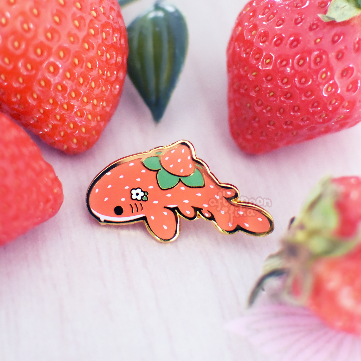 Strawberry Shark Enamel Pin